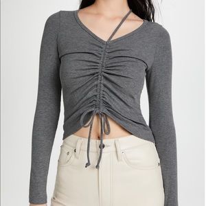 LNA Malika Ruched Front Rib Top